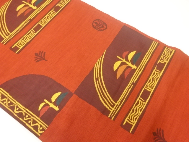 アンティーク　抽象樹木模様織出し袋帯（材料）